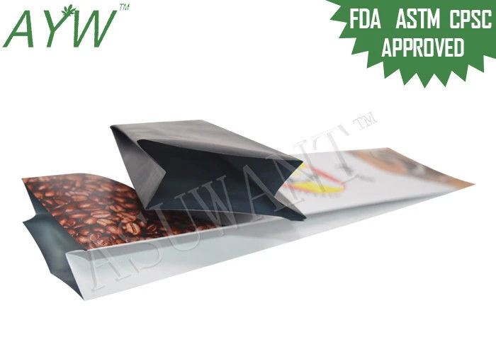 Matte Black Coffee Tea Bags Finished Side Gusset Foil Tin Tie With Private Label