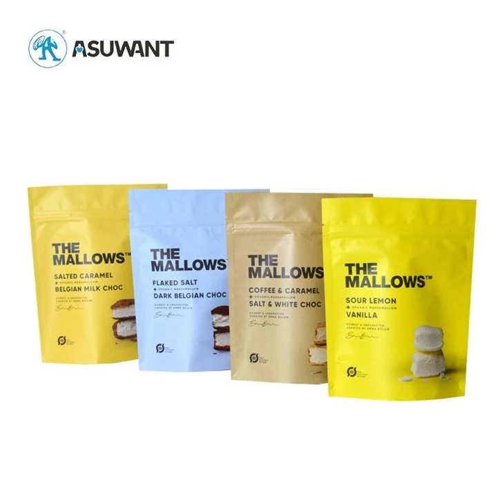 Chocolate Biscuit Zipper Stand Up Pouches Food Mylar Bags high quality