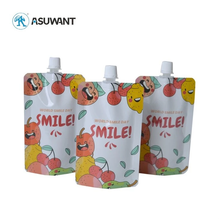 Juice Drink Water Packaging In Stock Spout Pouch Digital Printing factory